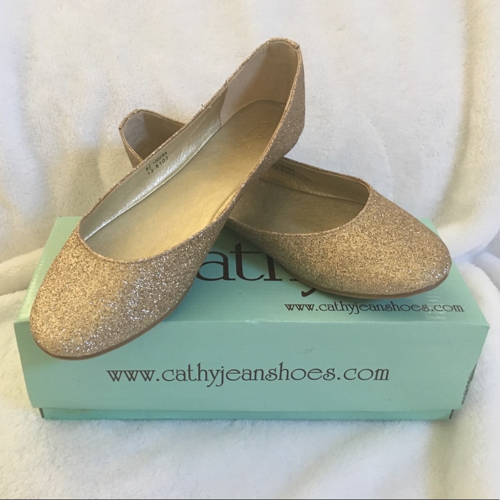 NEW Cathy Jean Gold Sparkle Flats